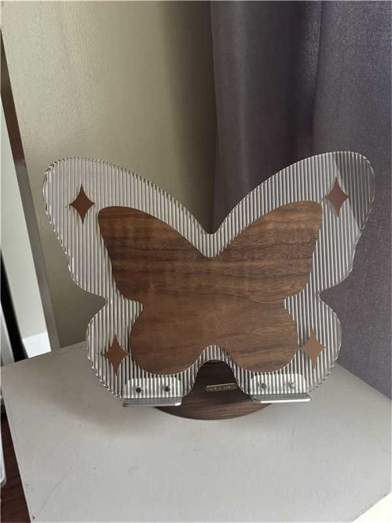 Butterfly - Shaped Device Stand, Acrylic & Wood Desktop Organizer for Tablets and Laptops