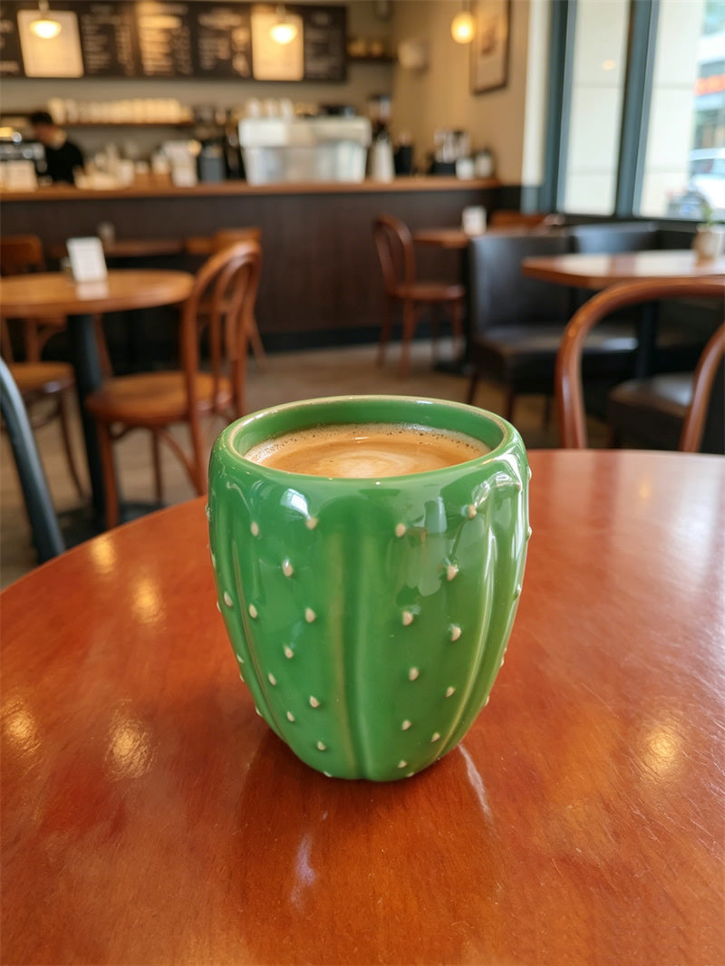 Cactus Ceramic Coffee Cup / Plant Pot / Pen Holder,Cute Green Succulent Design Table Decor, Novelty Gift for Plant Lovers Office Home