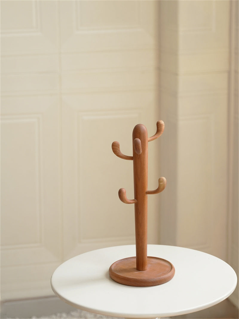 Cactus Wooden Jewelry Organizer – Rustic Necklace & Bracelet Holder Stand, Boho Jewelry Display