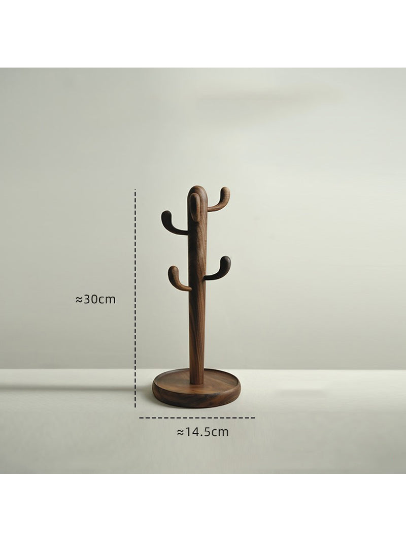 Cactus Wooden Jewelry Organizer – Rustic Necklace & Bracelet Holder Stand, Boho Jewelry Display
