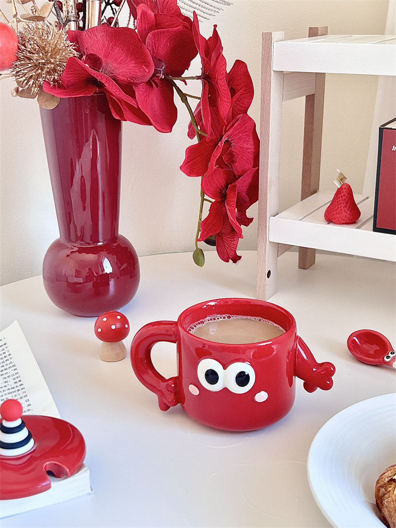 Cartoon Big Eyes Ceramic Couple Cup, Large Capacity Mug