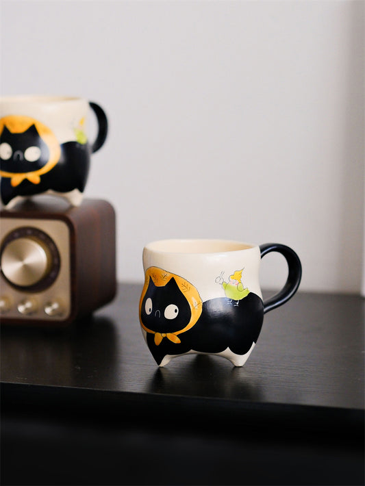Cartoon Cat Ceramic Mugs – Cute Hand-Painted Coffee & Tea Cups for Cat Lovers