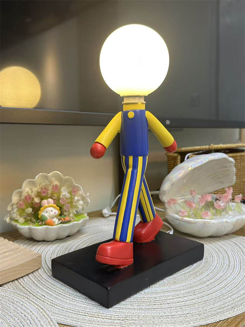 Cartoon Character Table Lamp Creative Walking Figure Night Light 3D Art Decor Bedside Lamp for Kids Room Bedroom Living Room Decor Gift