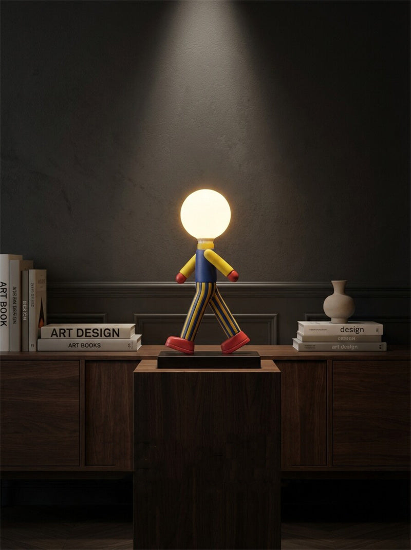 Cartoon Character Table Lamp Creative Walking Figure Night Light 3D Art Decor Bedside Lamp for Kids Room Bedroom Living Room Decor Gift