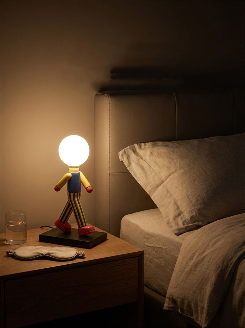 Cartoon Character Table Lamp Creative Walking Figure Night Light 3D Art Decor Bedside Lamp for Kids Room Bedroom Living Room Decor Gift