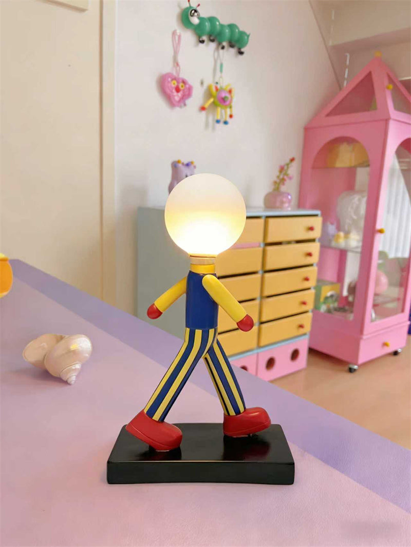 Cartoon Character Table Lamp Creative Walking Figure Night Light 3D Art Decor Bedside Lamp for Kids Room Bedroom Living Room Decor Gift