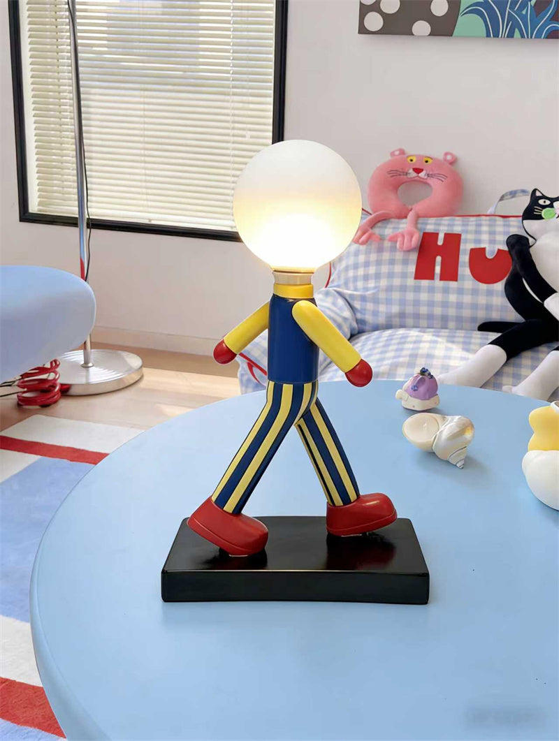 Cartoon Character Table Lamp Creative Walking Figure Night Light 3D Art Decor Bedside Lamp for Kids Room Bedroom Living Room Decor Gift