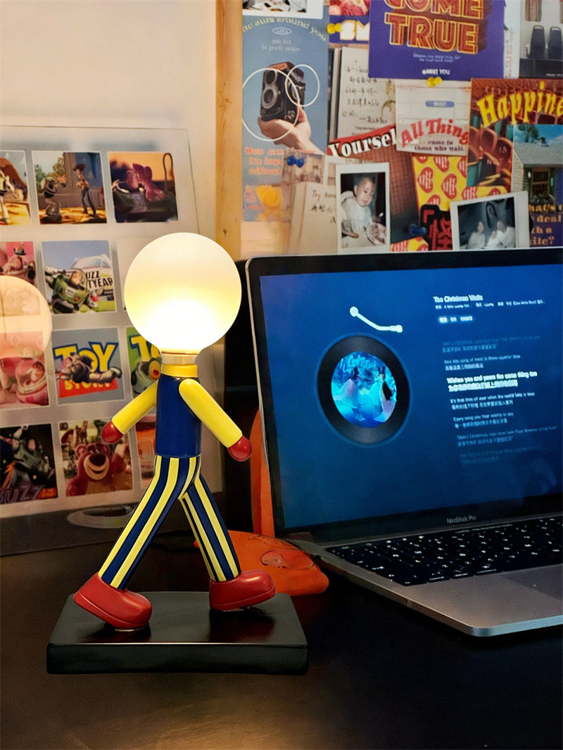 Cartoon Character Table Lamp Creative Walking Figure Night Light 3D Art Decor Bedside Lamp for Kids Room Bedroom Living Room Decor Gift