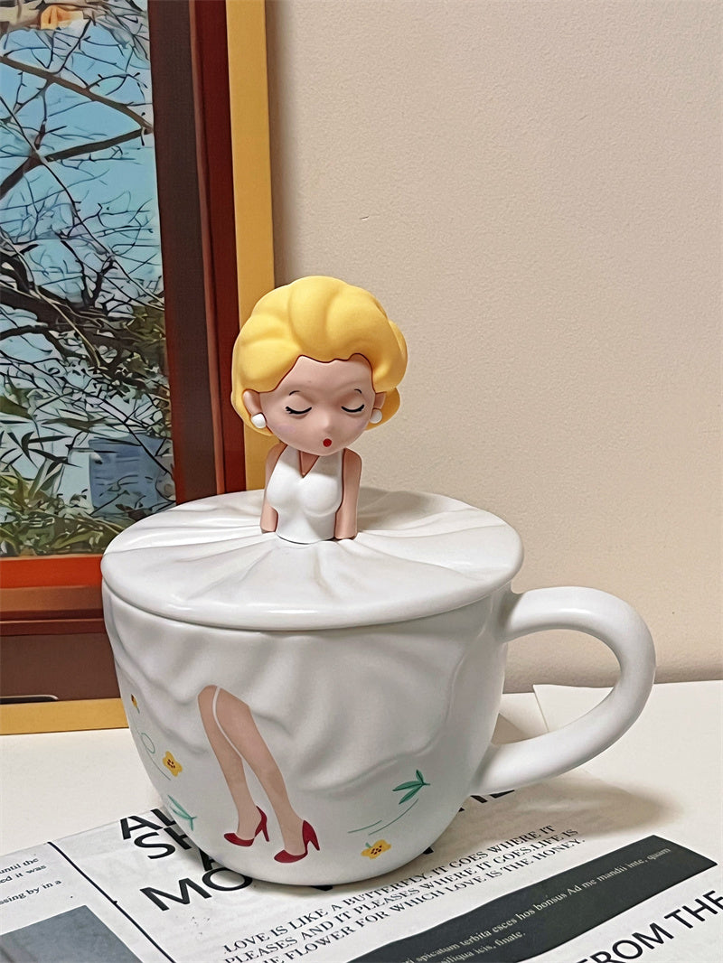 Cartoon Dancing Girl Ceramic Mug , Creative Decorative Drinkware