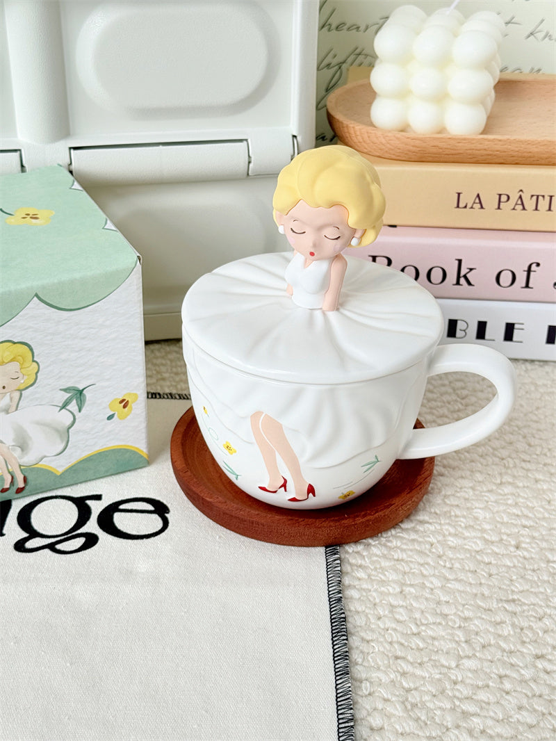 Cartoon Dancing Girl Ceramic Mug , Creative Decorative Drinkware