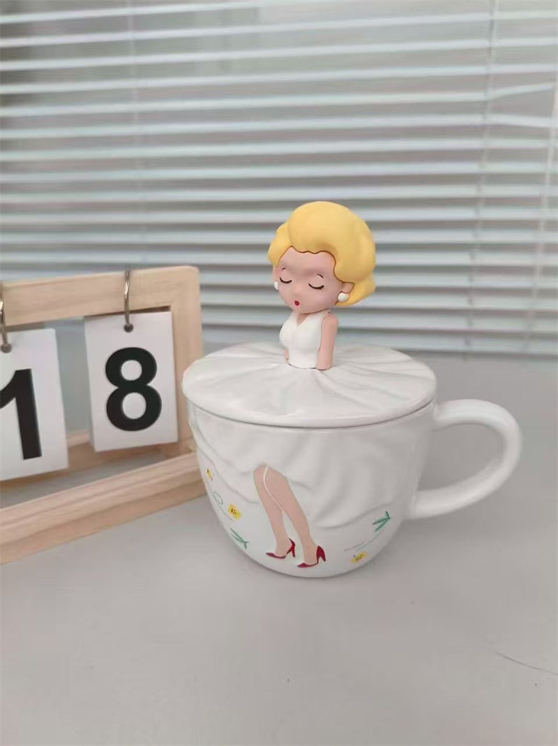 Cartoon Dancing Girl Ceramic Mug , Creative Decorative Drinkware