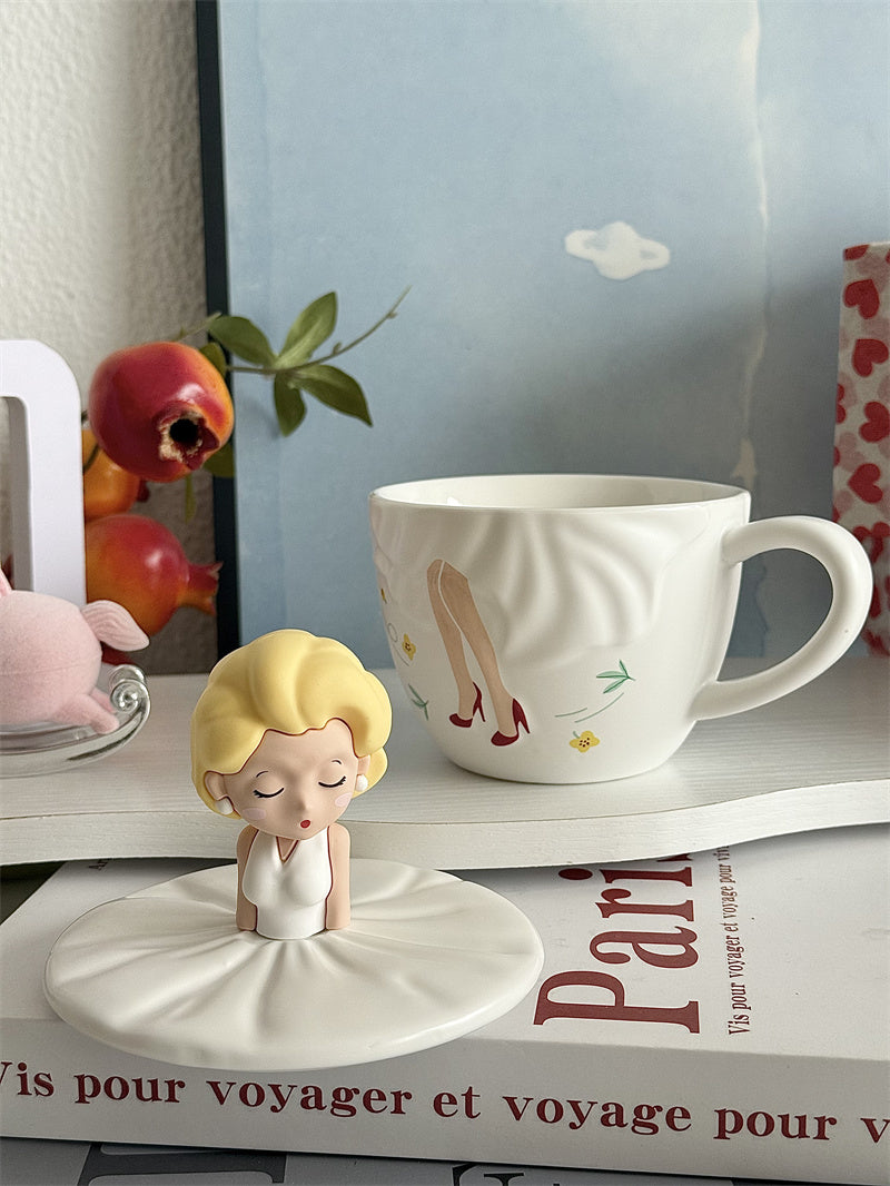 Cartoon Dancing Girl Ceramic Mug , Creative Decorative Drinkware