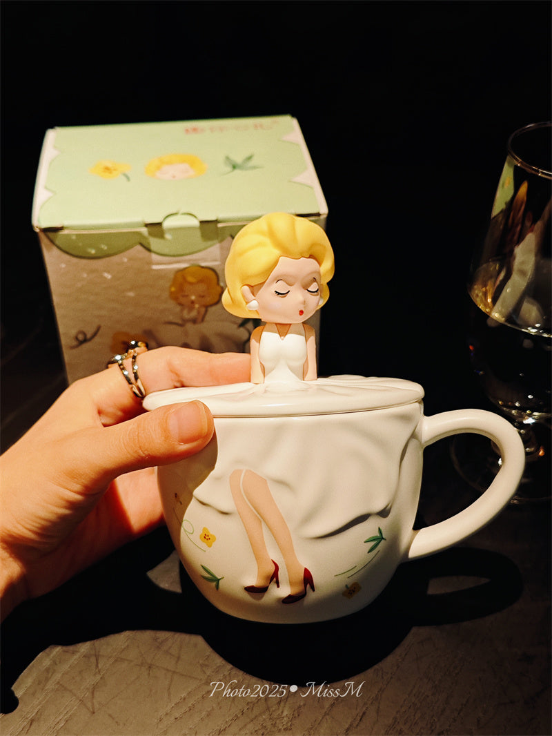 Cartoon Dancing Girl Ceramic Mug , Creative Decorative Drinkware
