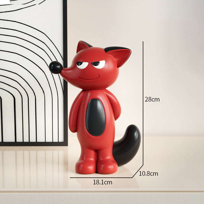 Cartoon Fox & Dog Decor Storage - Playful Animal-Themed Figurine & Remote Holder for Living Room Desks & Cabinets