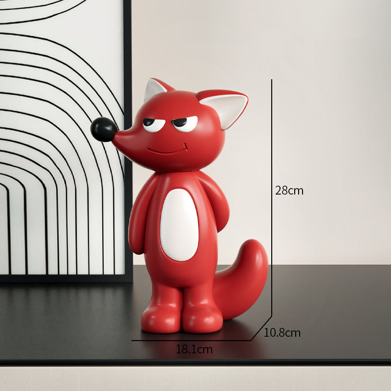Cartoon Fox & Dog Decor Storage - Playful Animal-Themed Figurine & Remote Holder for Living Room Desks & Cabinets