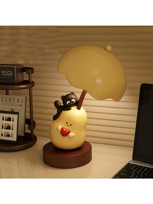 Cat and Pear Bedroom Desk Lamp, Fun Office Decoration Night Light