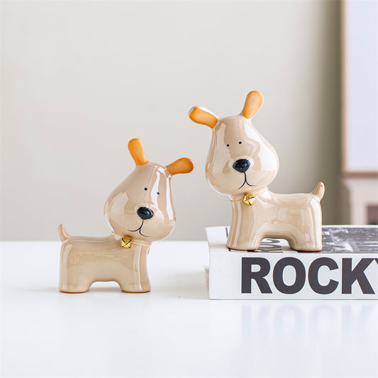 Ceramic Dog Figurines , Cute Animal - Themed Home Decor Ornaments