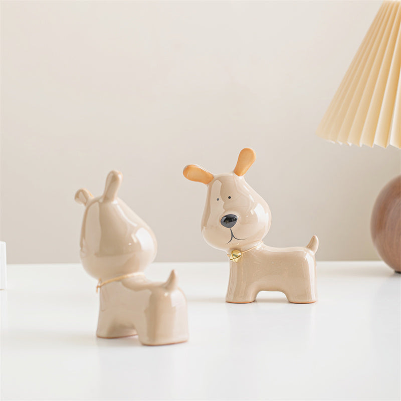 Ceramic Dog Figurines , Cute Animal - Themed Home Decor Ornaments
