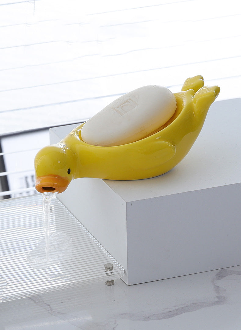 Ceramic Duck Spits Water Soap Water Filter, Bathroom Decoration Organize