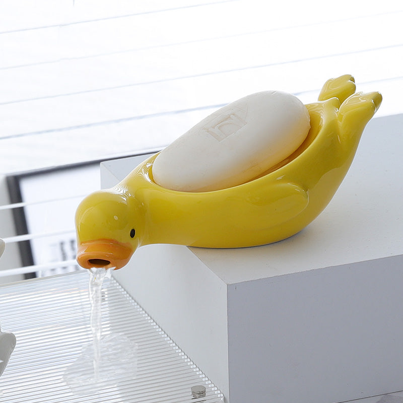 Ceramic Duck Spits Water Soap Water Filter, Bathroom Decoration Organize