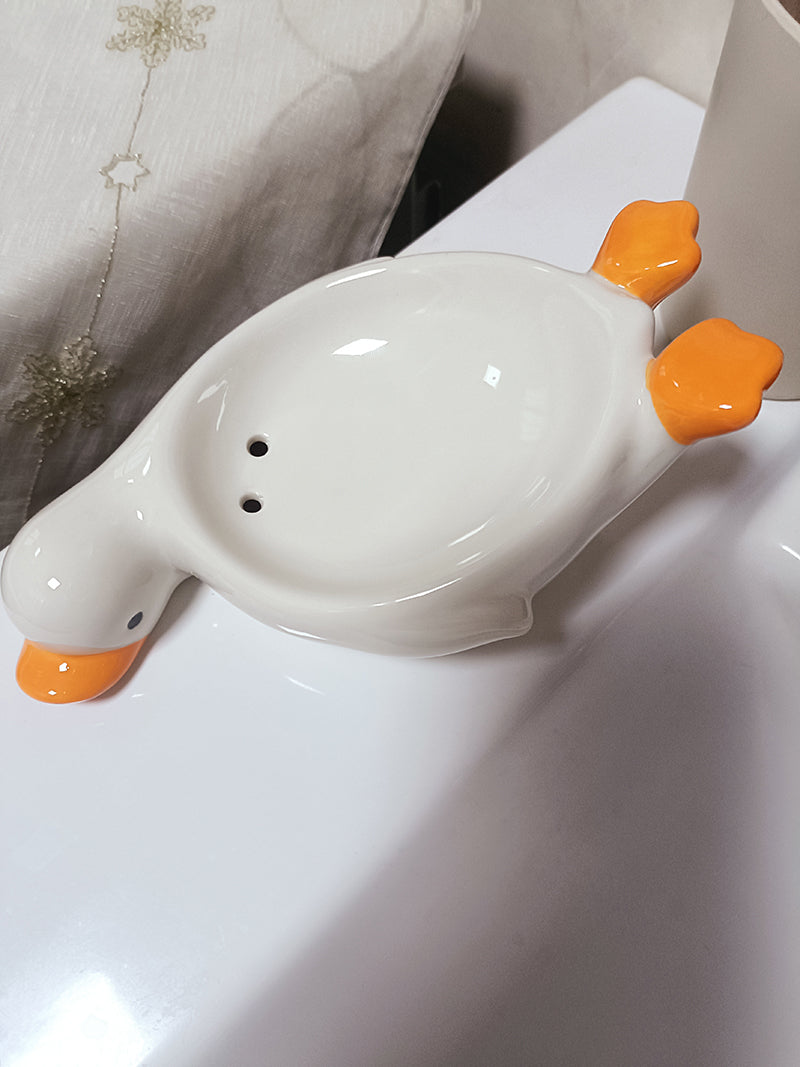 Ceramic Duck Spits Water Soap Water Filter, Bathroom Decoration Organize