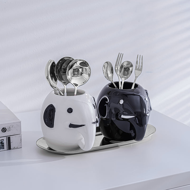 Ceramic Elephant Fruit Fork Storage Rack, Spoon Storage Bottle