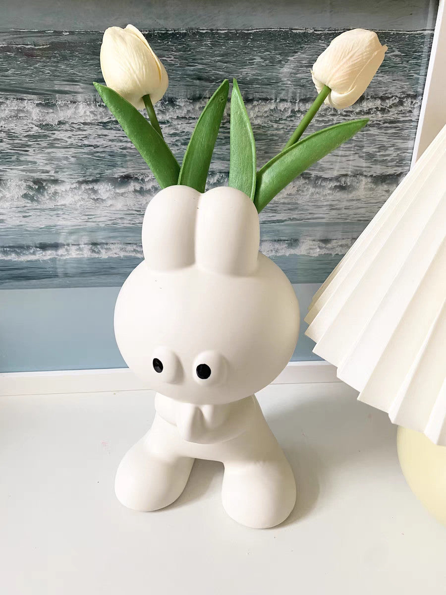 Charming White Rabbit Ceramic Vase: Whimsical and Elegant Home Decor ...