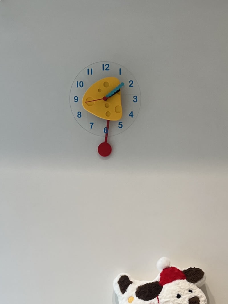 Cheese Shaped Pendulum Wall Clock -  Cute Silent Dessert  Clock for Kids Bedroom Kitchen Decor Gift