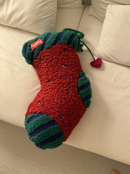 Christmas Big Socks Pillow, Holiday Decoration Ornaments Gift