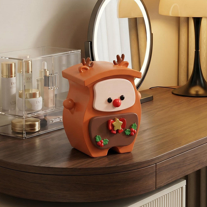 Christmas Cartoon Jewelry Box with Velvet Drawers, Santa Snowman Reindeer Resin Trinket Storage Organizer