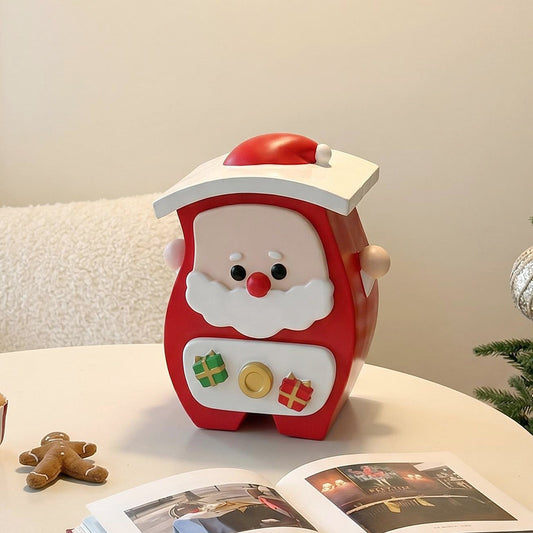 Christmas Cartoon Jewelry Box with Velvet Drawers, Santa Snowman Reindeer Resin Trinket Storage Organizer