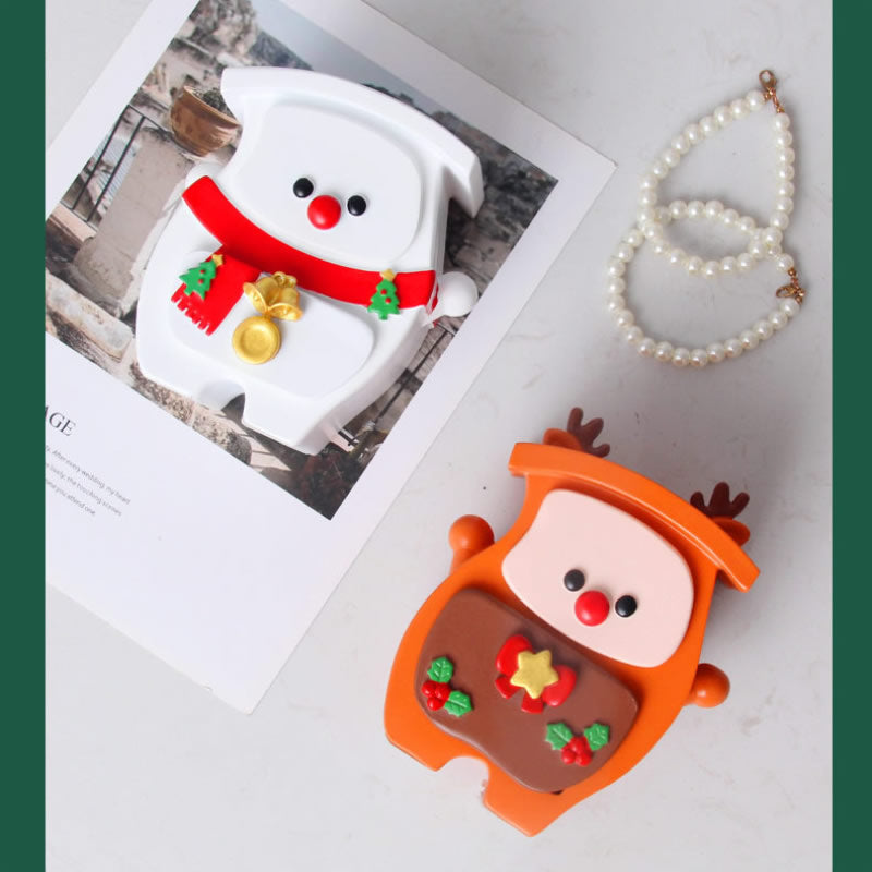 Christmas Cartoon Jewelry Box with Velvet Drawers, Santa Snowman Reindeer Resin Trinket Storage Organizer