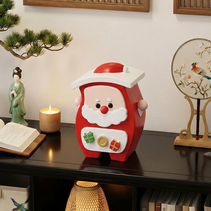 Christmas Cartoon Jewelry Box with Velvet Drawers, Santa Snowman Reindeer Resin Trinket Storage Organizer
