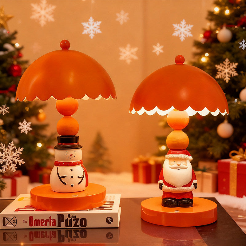 Christmas Snowman & Santa Claus Rechargeable Table Lamp - Festive Night Light for Bedroom & Holiday Decor