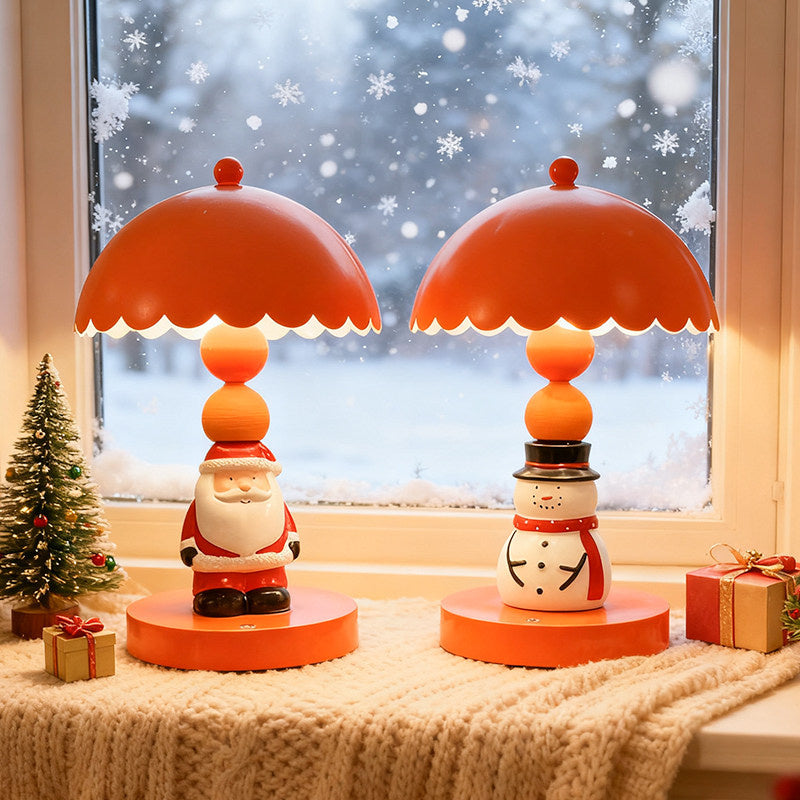 Christmas Snowman & Santa Claus Rechargeable Table Lamp - Festive Night Light for Bedroom & Holiday Decor