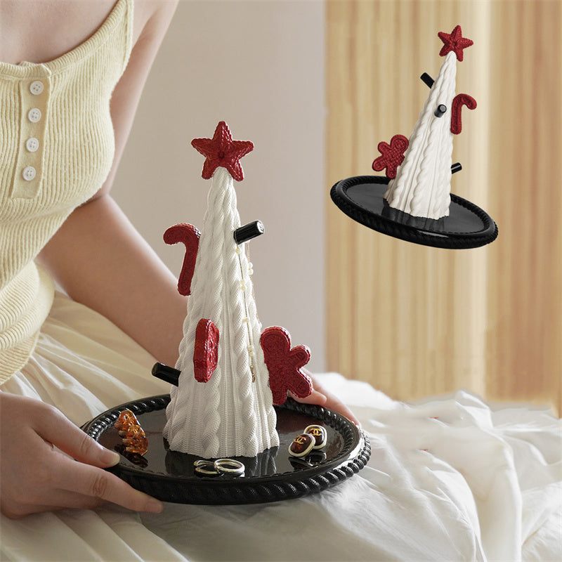 Christmas Tree Jewelry Holder - Resin Earring Organizer Tray for Holiday Decor Gift