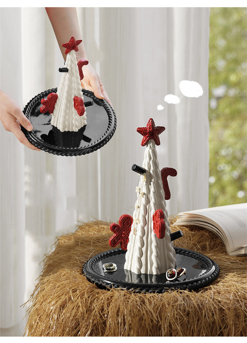 Christmas Tree Jewelry Holder - Resin Earring Organizer Tray for Holiday Decor Gift