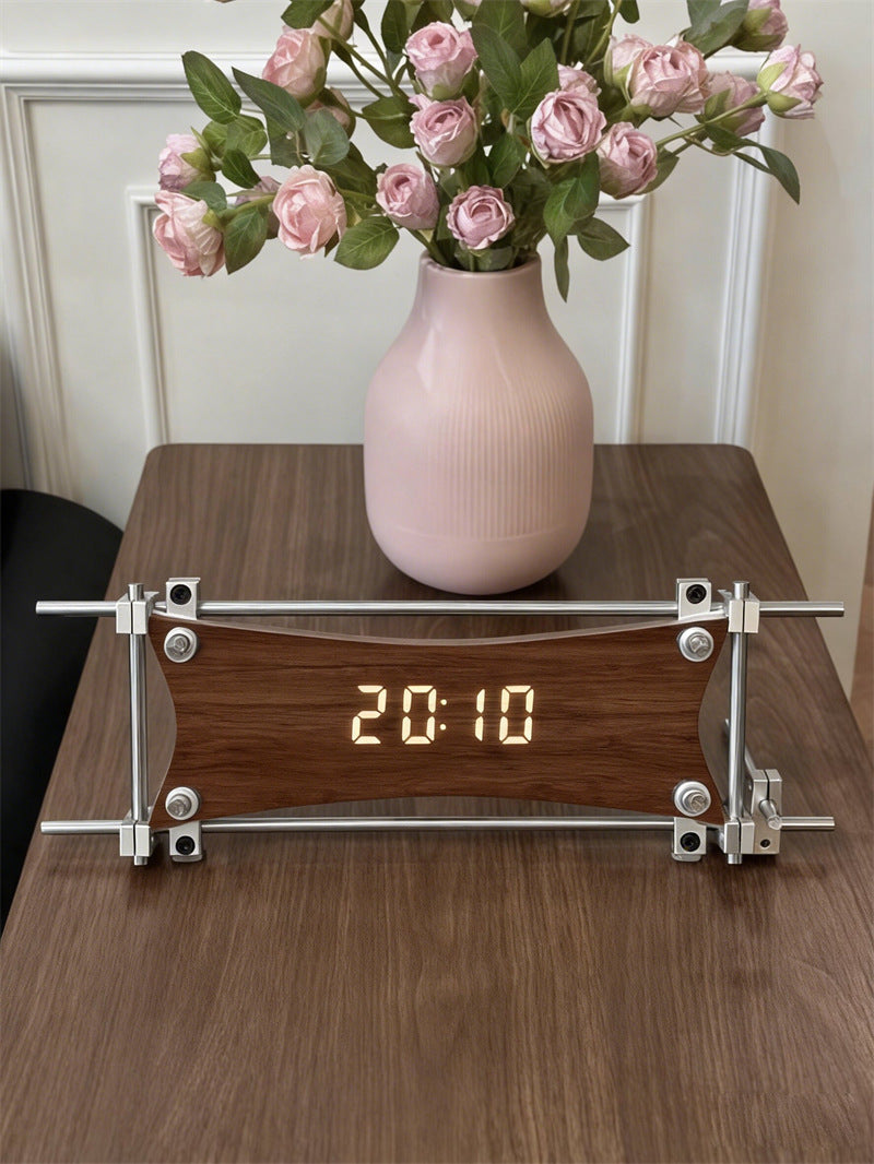 Classic Art Aluminum LED Digital Desk Clock - Silent Modern Clock for Home Office Decor Gift