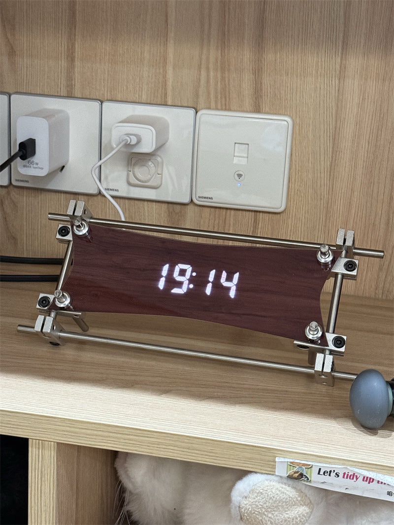 Classic Art Aluminum LED Digital Desk Clock - Silent Modern Clock for Home Office Decor Gift