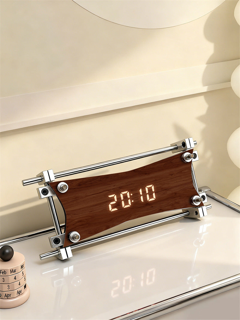 Classic Art Aluminum LED Digital Desk Clock - Silent Modern Clock for Home Office Decor Gift