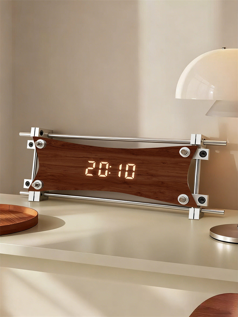 Classic Art Aluminum LED Digital Desk Clock - Silent Modern Clock for Home Office Decor Gift