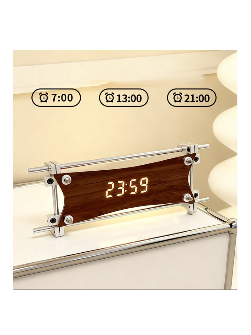 Classic Art Aluminum LED Digital Desk Clock - Silent Modern Clock for Home Office Decor Gift