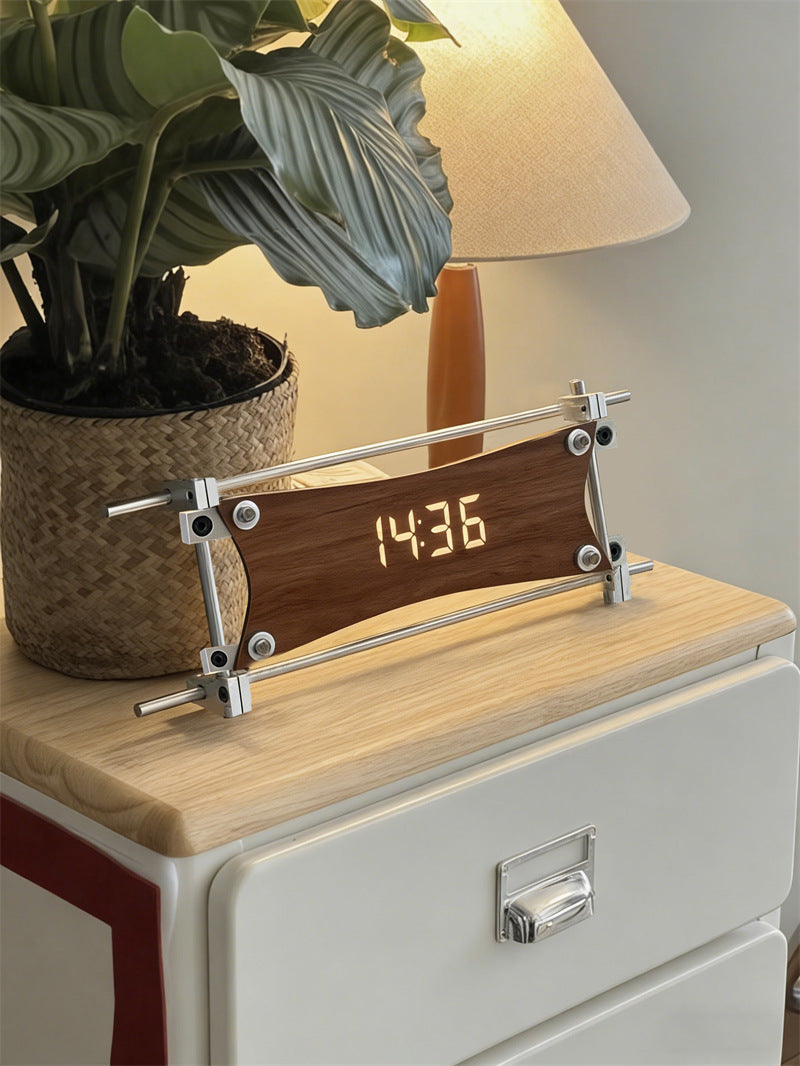 Classic Art Aluminum LED Digital Desk Clock - Silent Modern Clock for Home Office Decor Gift