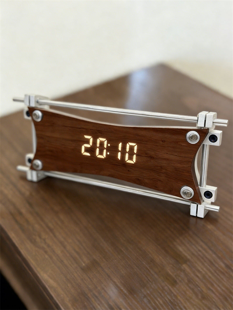 Classic Art Aluminum LED Digital Desk Clock - Silent Modern Clock for Home Office Decor Gift