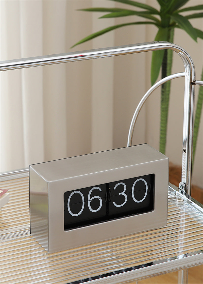 Classic Bamboo Flip Clock - Retro Mechanical Desk Clock with Wooden Frame