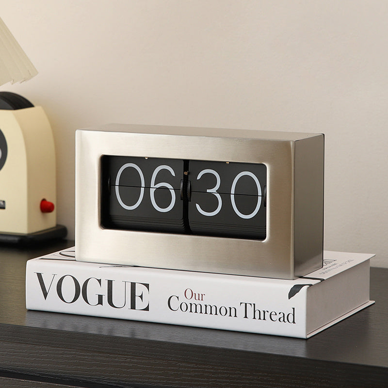 Classic Bamboo Flip Clock - Retro Mechanical Desk Clock with Wooden Frame