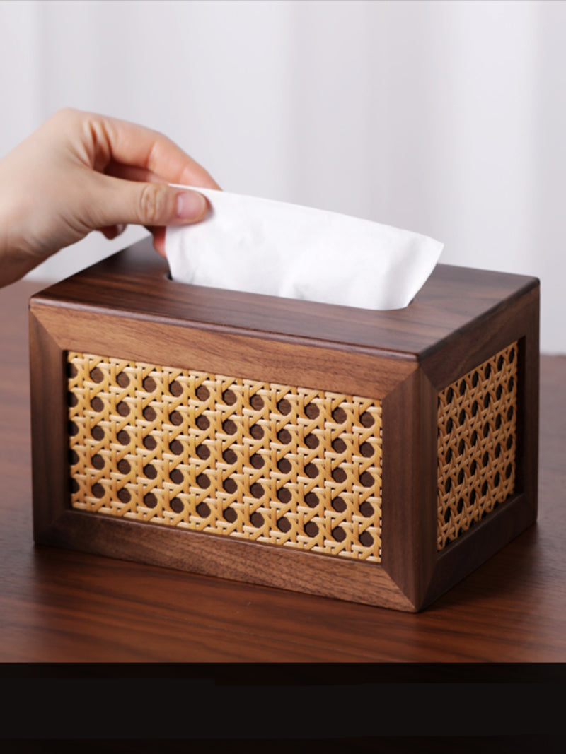 Walnut Tissue Box Classic Black Walnut Shell Tissue Box, Simple Art Decoration – MoreAngle