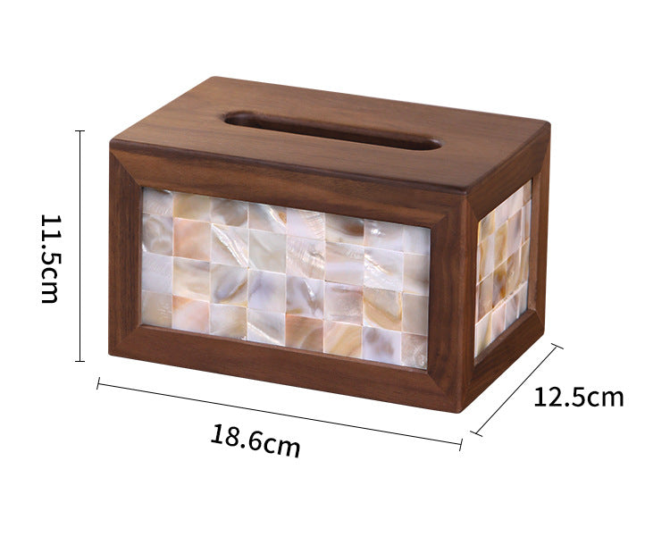 Classic Black Walnut Shell Tissue Box, Simple Art Decoration – More Angle