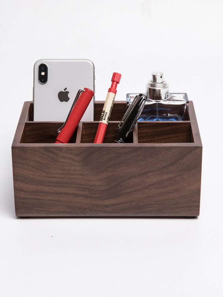 Multi Grid Storage Box Classic Black Walnut Storage Box, Multiple Grids For Desktop Organizat ...