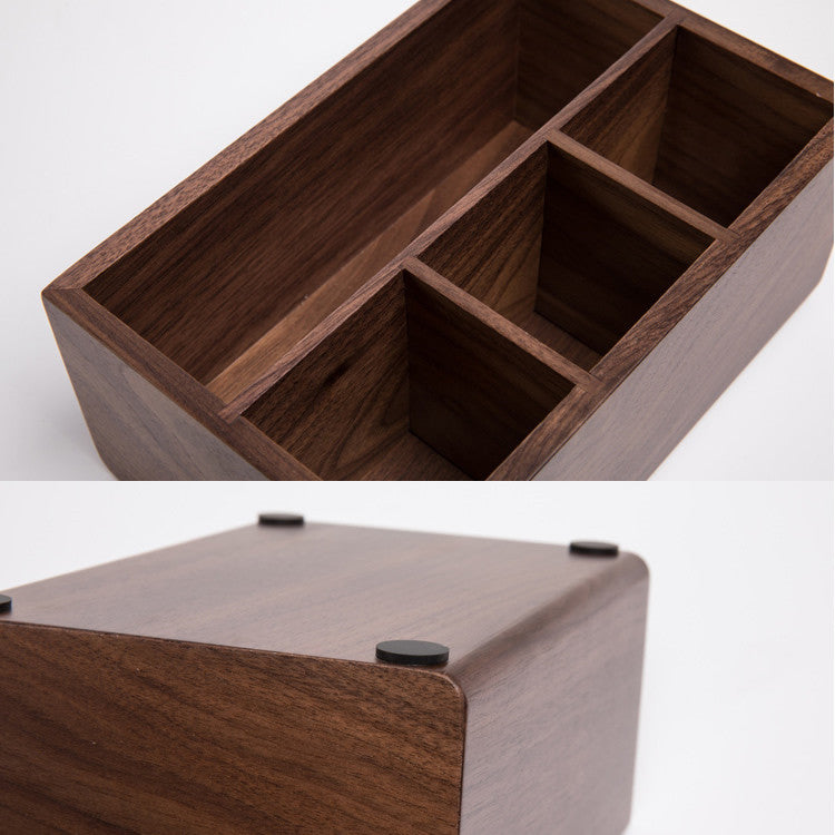 Multi Grid Storage Box Classic Black Walnut Storage Box, Multiple Grids For Desktop Organizat ...